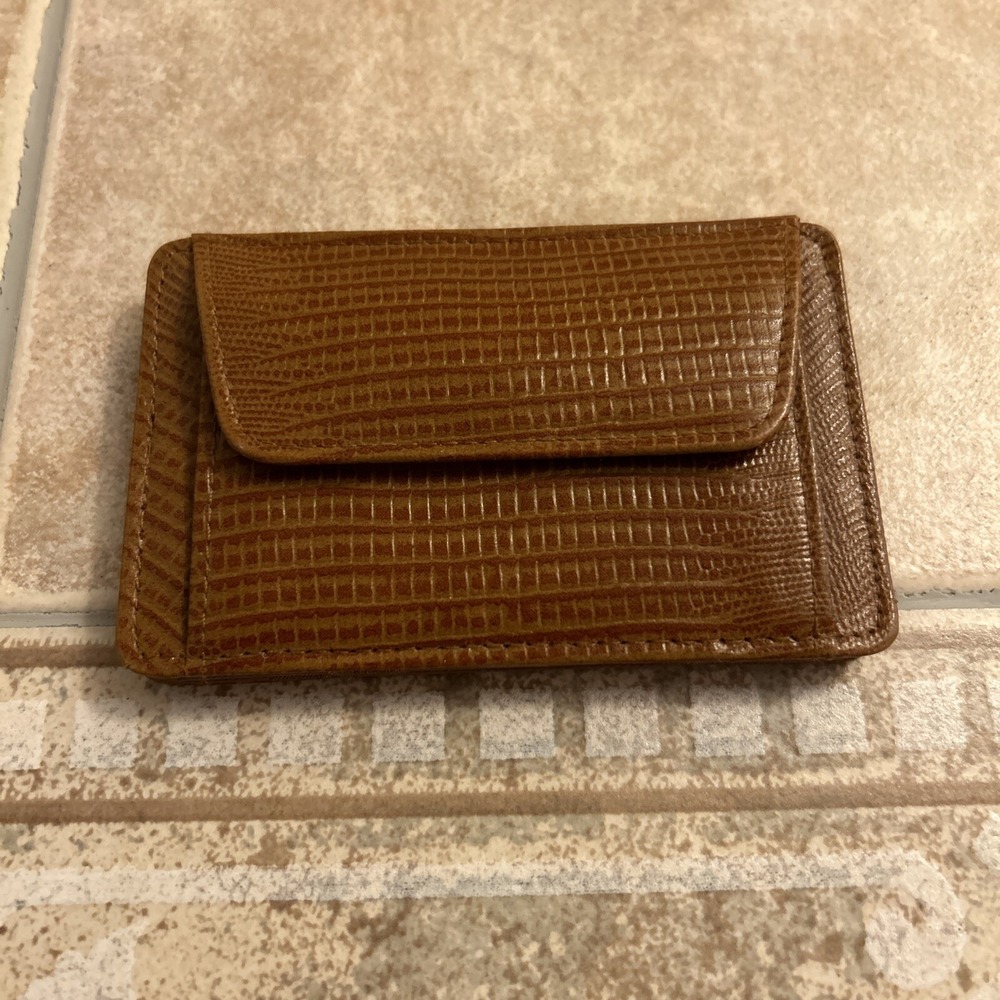 Leather Magic Wallet‎ Lizzard Embossing Brown